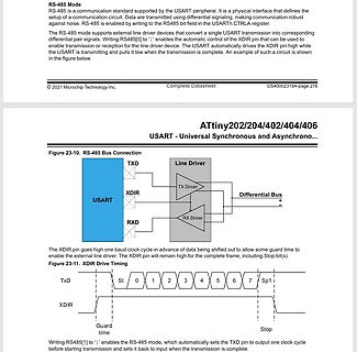 Datenblatt Ausschnitt ATtiny202 RS-485 Modus