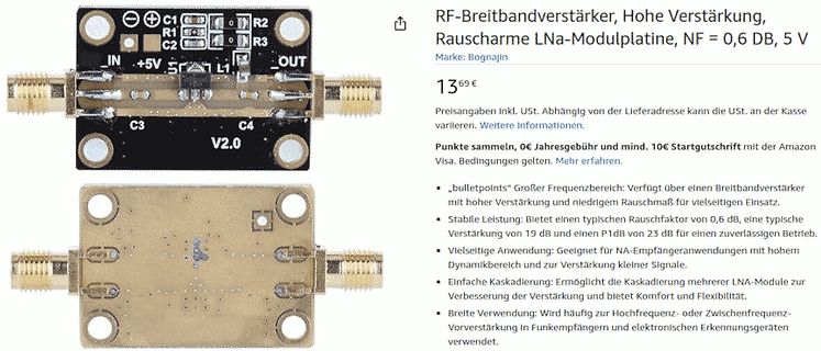 Online-Angebot eines RF-Breitbandverstärkers