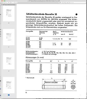Datenblatt für Schichtwiderstände Reihe 35