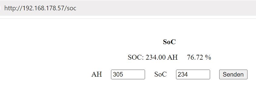 Weboberfläche zur Anzeige des SoC-Wertes