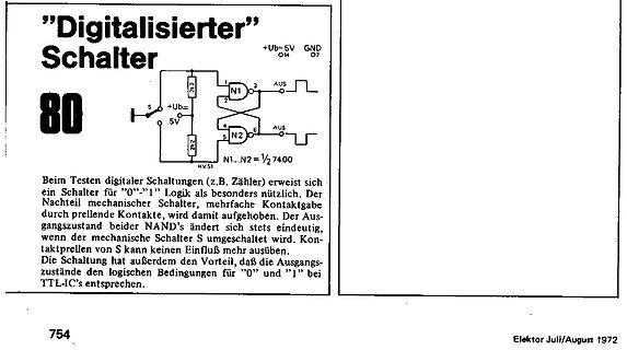 Schaltplan und Text zur Digitalisierung eines Schalters