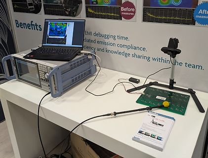 Messaufbau für EMI-Messungen mit Laptop und Spektrumanalysator