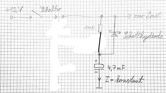 Handgezeichneter Schaltplan mit Schottky-Diode und Kondensator