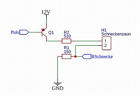 Schaltplan mit Transistor und Schneckenzaun-Last