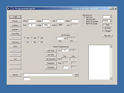 Benutzeroberfläche eines C51 Programmiergeräts