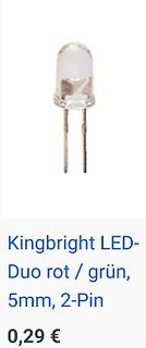 Kingbright LED Duo rot / grün 5mm 2-Pin