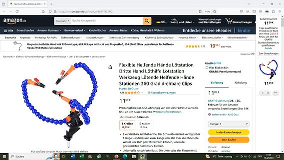Amazon-Produktseite für flexible dritte Hand Lötstation