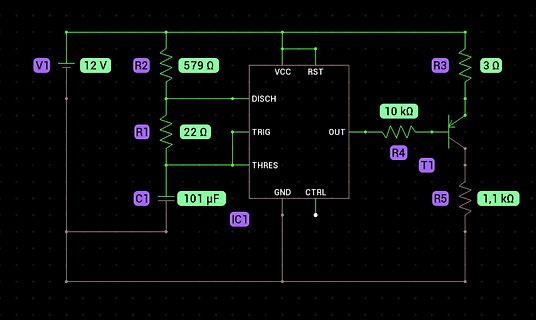 Schaltplan eines elektronischen Schaltsystems mit IC1