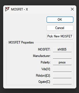 Eigenschaften-Dialogfenster eines MOSFETs