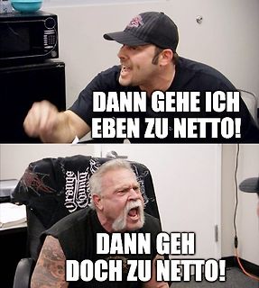 Meme mit zwei Männern und Text