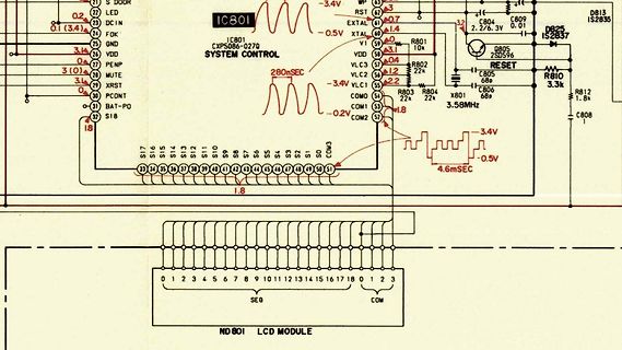 Schaltplan eines LCD-Moduls mit Systemsteuerung