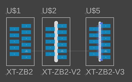 Vergleich von drei PCB-Layout-Versionen XT-ZB2