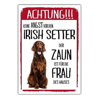 Schild mit Irish Setter und deutschem Text