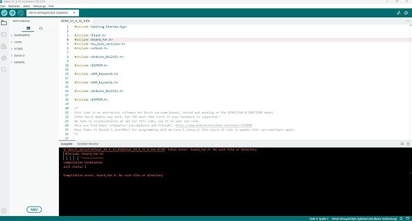 Arduino IDE Fehlermeldung beim Kompilieren
