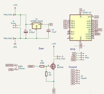 Schaltplan mit ESP32, Spannungsregler und Transistorsteuerung
