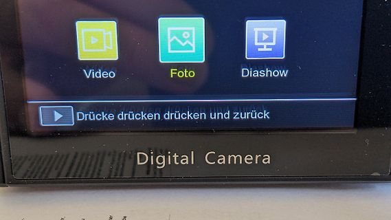 Display einer Digitalkamera mit Menüoptionen