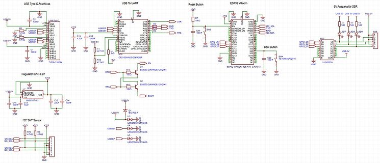 Schaltplan eines ESP32-Entwicklungsboards mit USB-UART