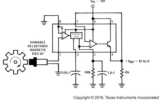 Schaltplan eines Signalwandlers mit variabler Reluktanz-Magnetspule
