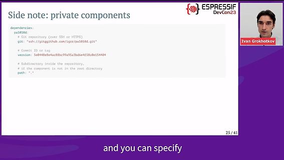 Präsentationsfolie zu privaten Komponenten in ESPRESSIF DevCon23