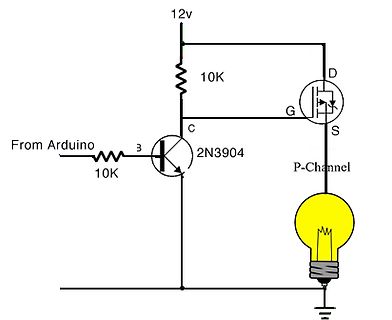 Schaltplan mit NPN-Transistor und P-Kanal MOSFET