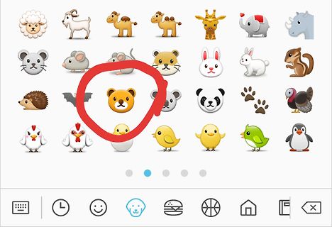 Emoji-Auswahl mit verschiedenen Tier-Symbolen