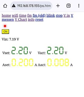 Webinterface einer Messanzeige