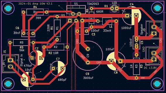 PCB-Layout eines Audio-Verstärkers