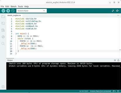 Arduino IDE Code für LED-Blinken
