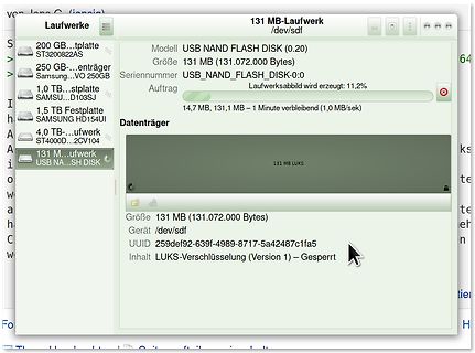 Screenshot eines Dateimanagers mit USB-Laufwerk