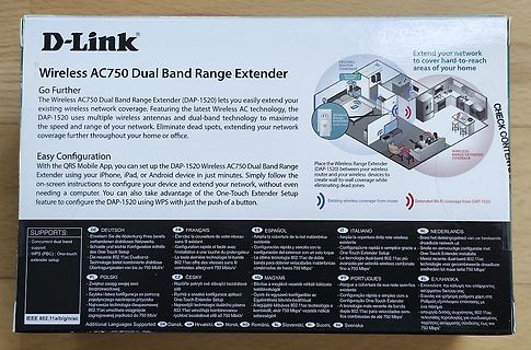Verpackung eines D-Link Wireless AC750 Dual Band Range Extender
