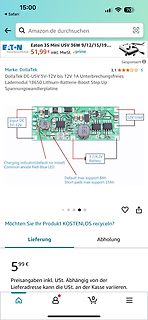 Amazon-Screenshot eines DC-DC Step-Up Wandlers