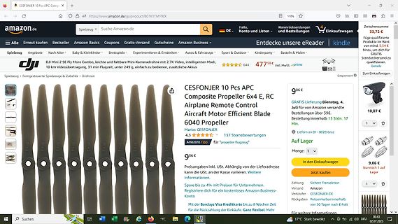 Amazon-Produktseite für Drohnen-Propeller