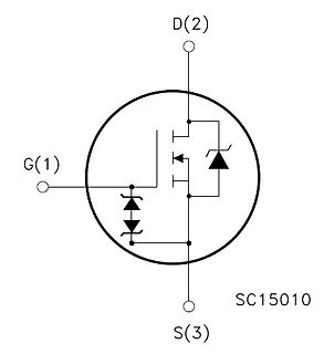Schaltplan eines MOSFETs mit Schutzdioden