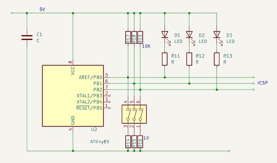 Schaltplan mit ATtiny85 und LEDs