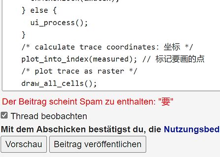 Screenshot eines Forenbeitrags mit Programmcode