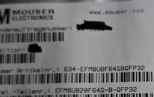 Ausschnitt eines Mouser Electronics Lieferscheins