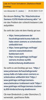 Forenbeitrag zur Formatierung von Listen in Markdown