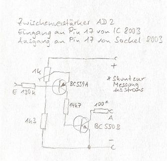 Handgezeichneter Schaltplan eines Zwischenverstärkers