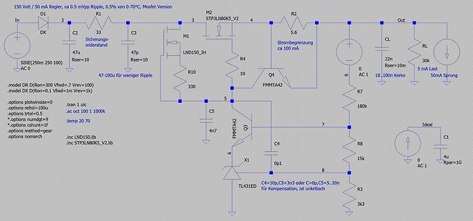 Schaltplan eines 150V 50mA Reglers