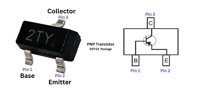 Pinbelegung eines PNP-Transistors im SOT-23 Gehäuse