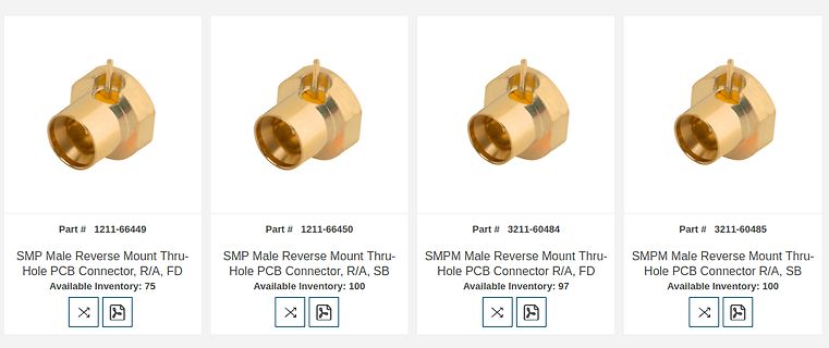 Produktübersicht von SMP Male Reverse Mount PCB Connectoren