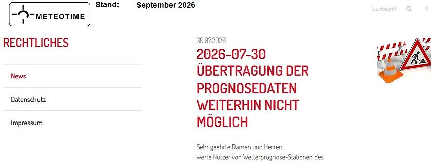 Screenshot einer Webseite mit einer Fehlermeldung
