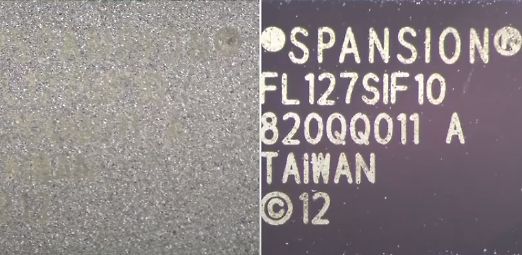 Beschriftung eines Spansion Flash-Speicherchips