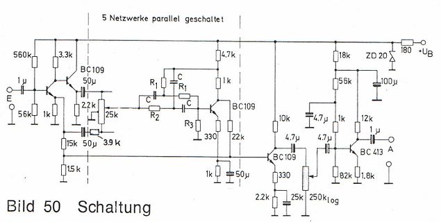 Schaltplan mit drei parallel geschalteten Netzwerken