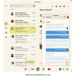 Smartphone-Benutzeroberfläche mit E-Mail-App und Kalender-Widget