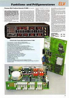 Datenblattseite eines Funktions-Generators FG 9000
