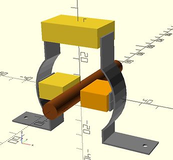 3D-CAD-Modell eines mechanischen Bauteils mit Koordinatensystem