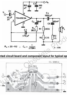 Schaltplan und Leiterplatten-Layout eines TDA2003 Audio-Verstärkers