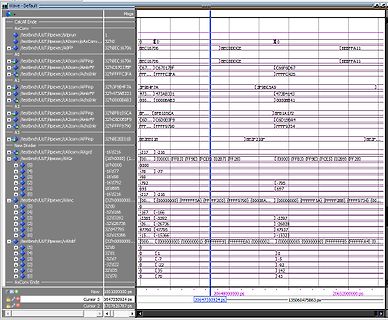Screenshot eines Logikanalysators mit digitalen Signalen