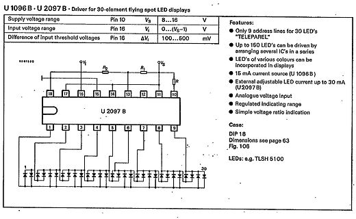 Schaltplan und Datenblatt-Ausschnitt eines LED-Treibers